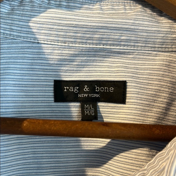 rag & bone Blue Striped Button-Up Shirt Unisex L XL - Picture 2 of 4